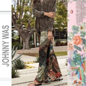Johnny Was Mabel Silk Velvet Palazzo Pants